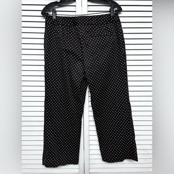 Ann Taylor Women’s Size 6 Petite Cropped Choco Brown White Polkadot Pants Slacks - Picture 4 of 14